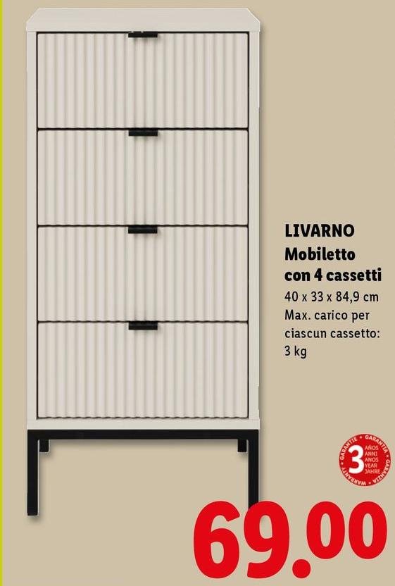 Livarno - Mobiletto Con 4 Cassetti