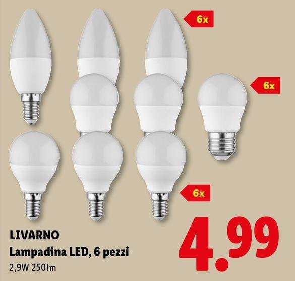 Livarno - Lampadina Led, 6 Pezzi