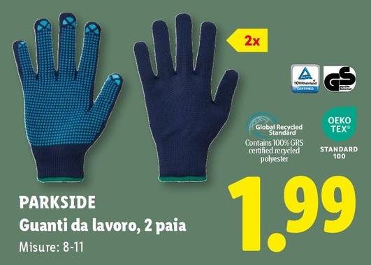 Parkside - Guanti Da Lavoro, 2 Paia