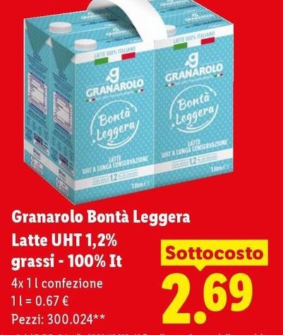 Granarolo - Bontà Leggera Latte UHT 1,2% Grassi