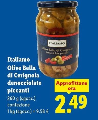 Italiamo - Olive Bella Di Cerignola Denocciolate Piccanti