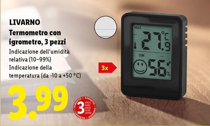 Livarno - Termometro Con Igrometro, 3 Pezzi