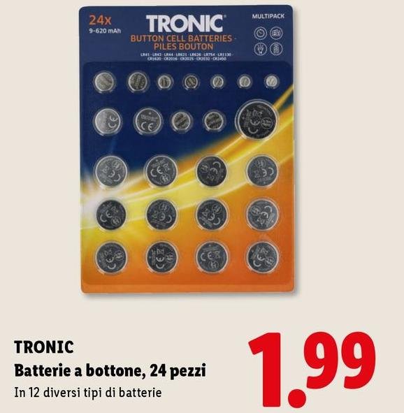 Tronic - Batterie A Bottone, 24 Pezzi