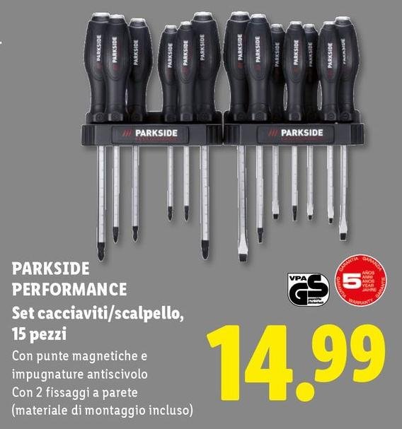 Parkside Performance - Set Cacciaviti/Scalpello, 15 Pezzi