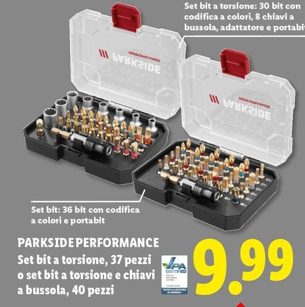Parkside Performance - Set Bit A Torsione, 37 Pezzi O Set Bit A Torsione E Chiavi A Bussola, 40 Pezzi