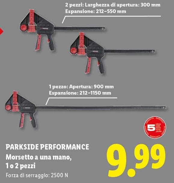 Parkside Performance - Morsetto A Una Mano, 1 O 2 Pezzi