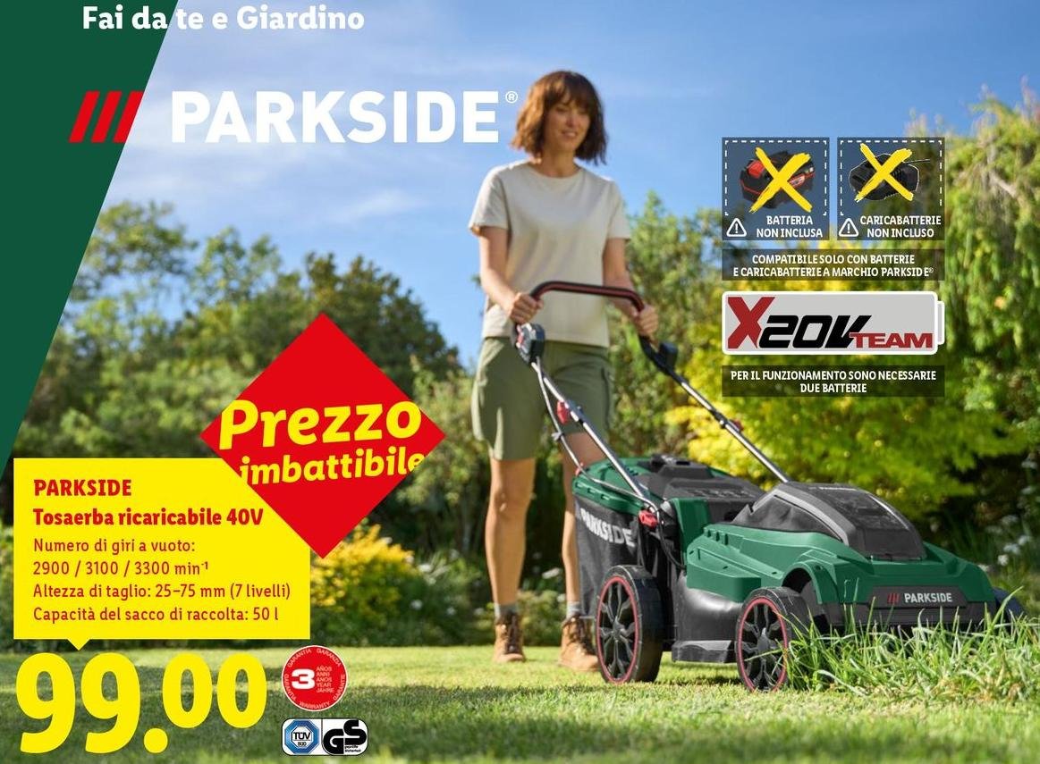 Parkside - Tosaerba Ricaricabile 40V