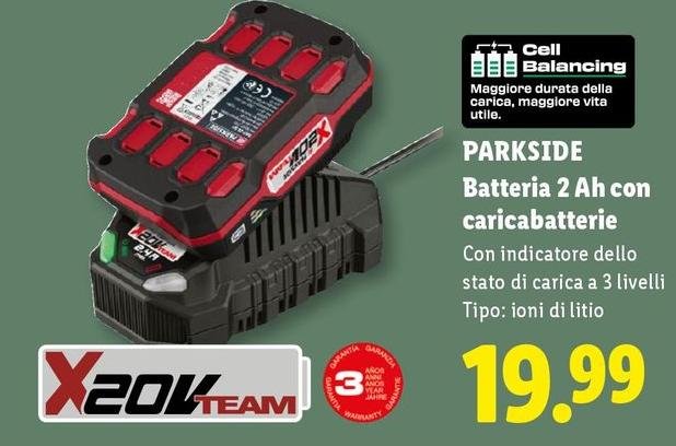 Parkside - Batterie 2 Ah Con Caricabatterie