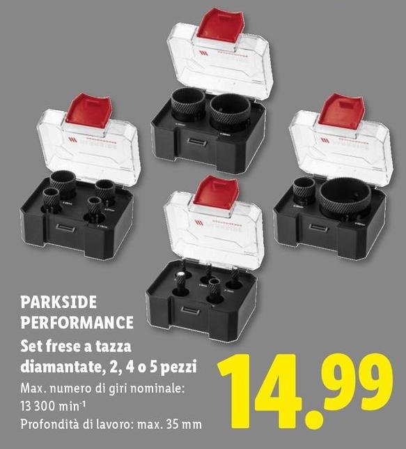 Parkside Performance - Set Frese A Tazza Diamantate, 2,4 O 5 Pezzi