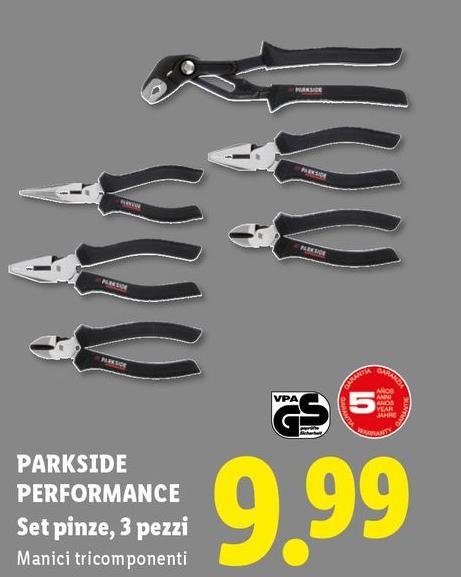 Parkside Performance - Set Pinze, 3 Pezzi