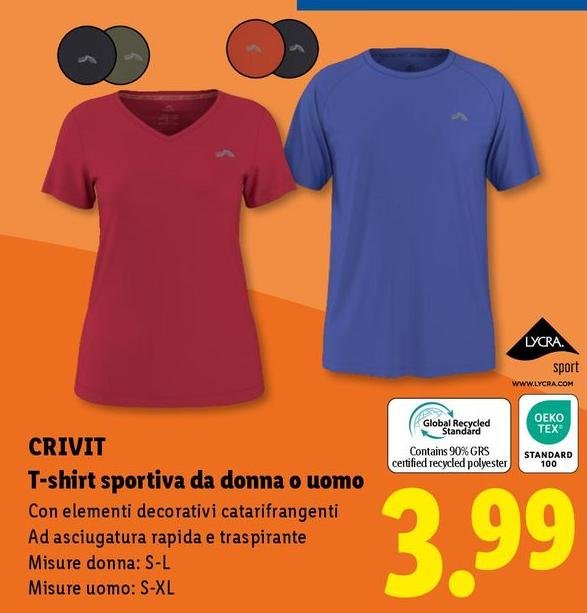 Crivit - T-shirt Sportiva Da Donna O Uomo