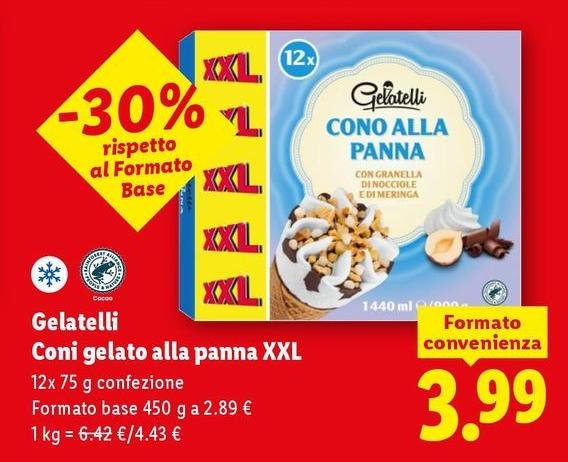 Gelatelli -  Coni Gelato Alla Panna Xxl