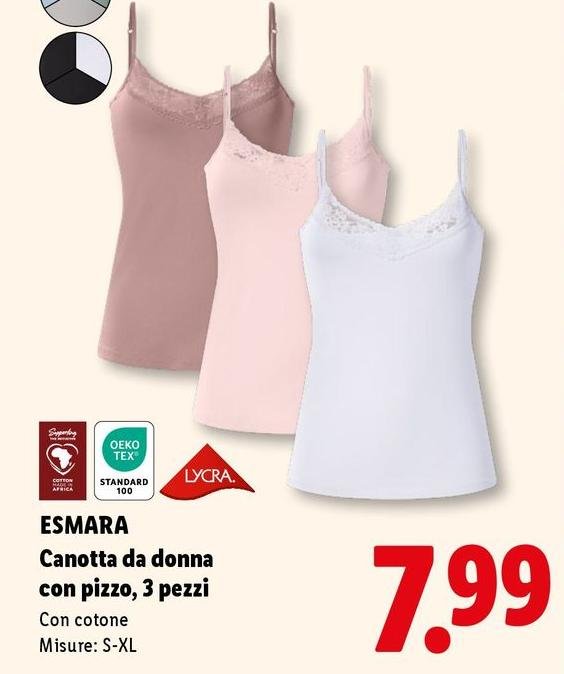 Esmara - Canotta Da Donna Con Pizzo, 3 Pezzi