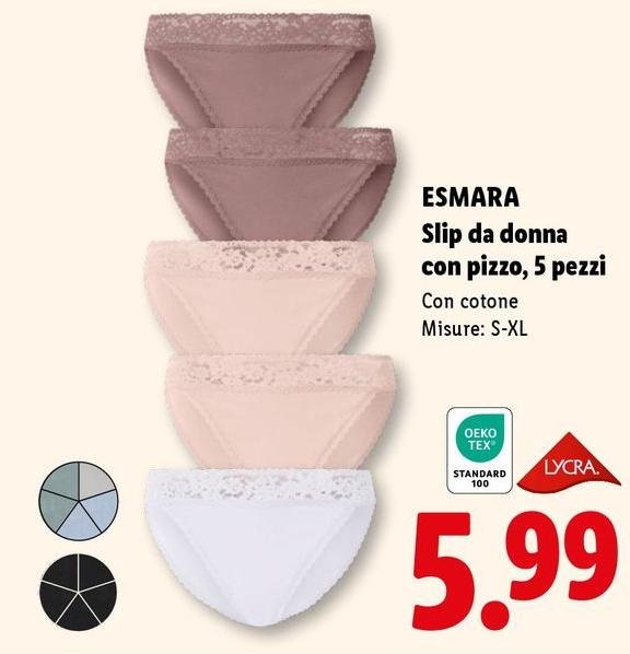 Esmara - Slip Da Donna Con Pizzo, 5 Pezzi