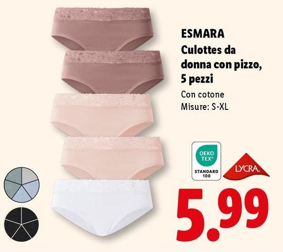 Esmara - Culottes Da Donna Con Pizzo, 5 Pezzi
