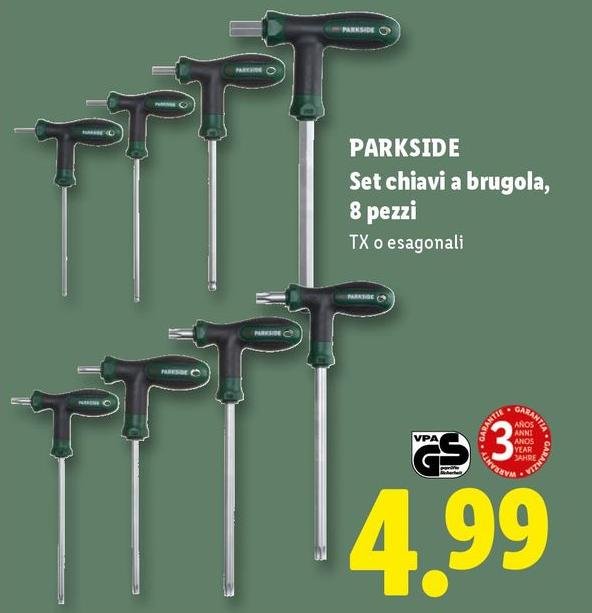 Parkside - Set Chiavi A Brugola, 8 Pezzi