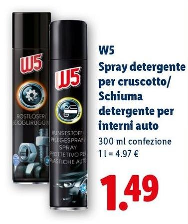 W5 - Spray Detergente Per Cruscotto/Schiuma Detergente Per Interni Auto