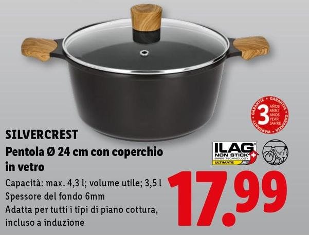 Silvercrest - Pentola Ø 24 Cm Con Coperchio In Vetro
