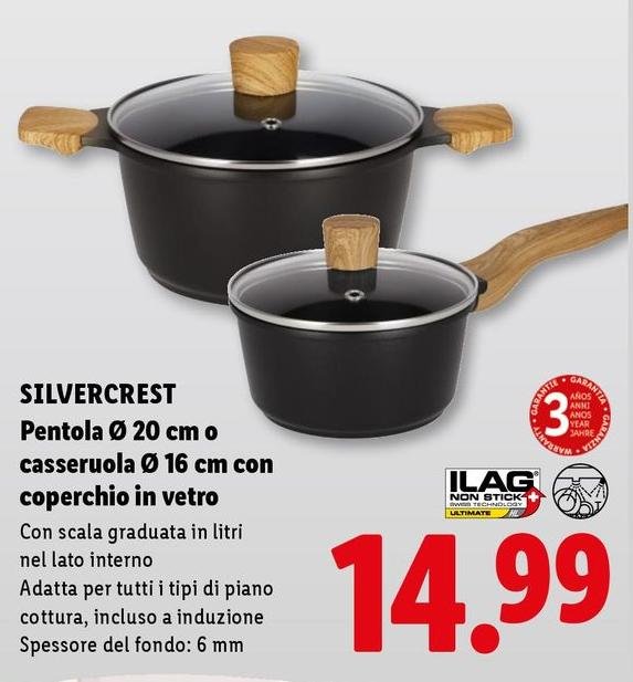 Silvercrest - Pentola Ø 20 Cm O Casseruola Ø 16 Cm Con Coperchio In Vetro