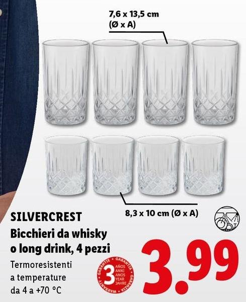 Silvercrest - Bicchieri Da Whisky O Long Drink, 4 Pezzi