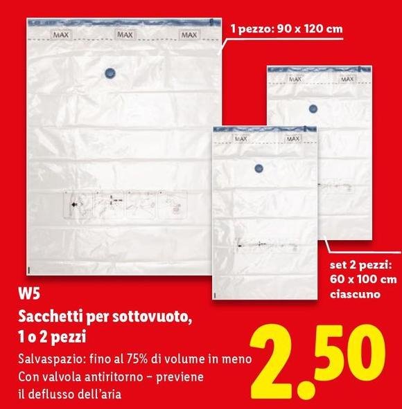 W5 - Sacchetti Per Sottovuoto, 1 O 2 Pezzi