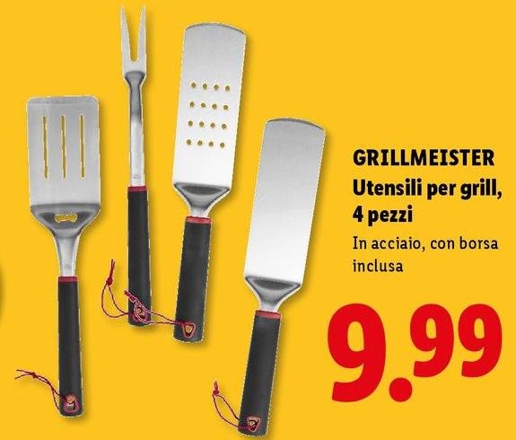 Grillmeister - Utensili Per Grill, 4 Pezzi