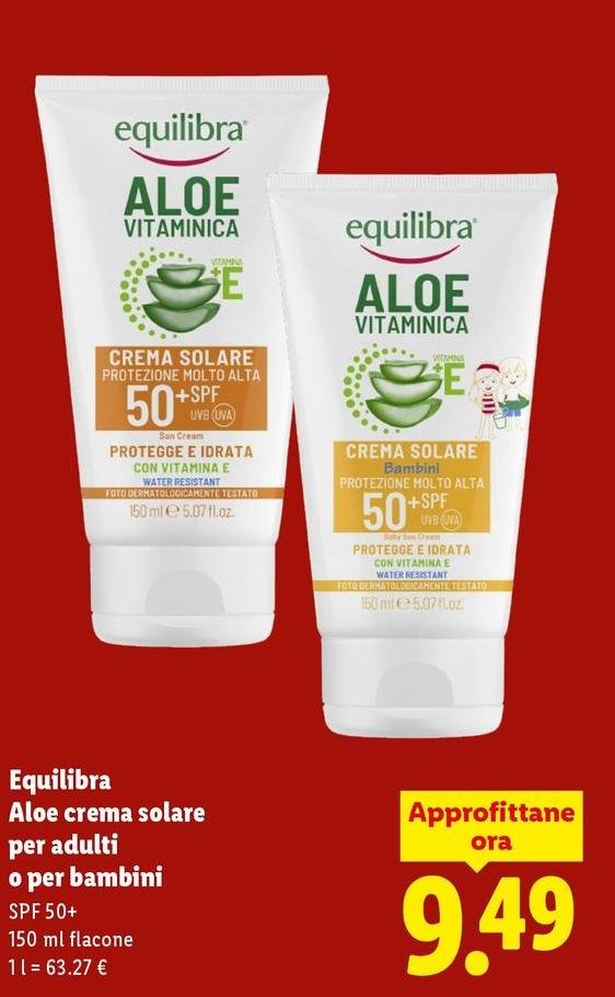 Equilibra - Aloe Crema Solare Per Adulti O Per Bambini