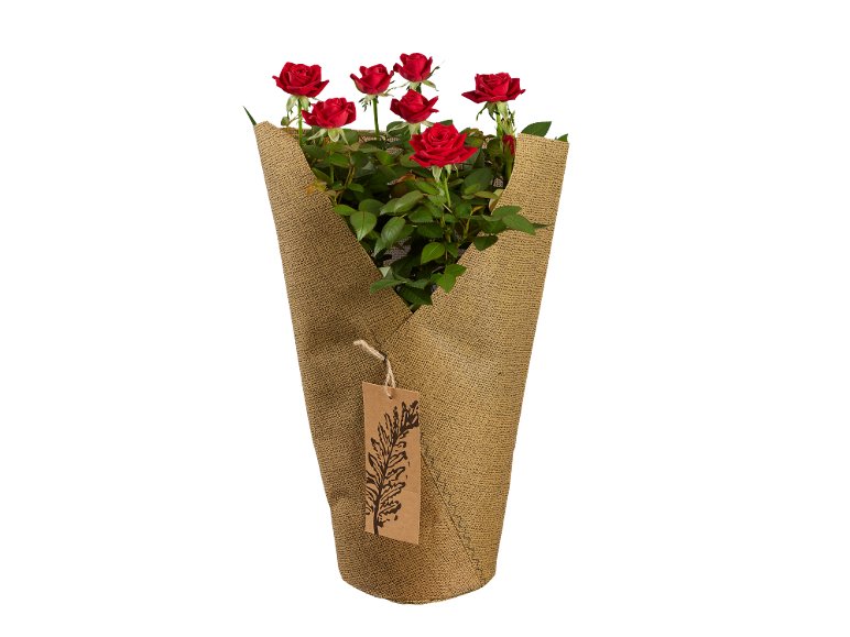 Rose in sacchetto di stoffa