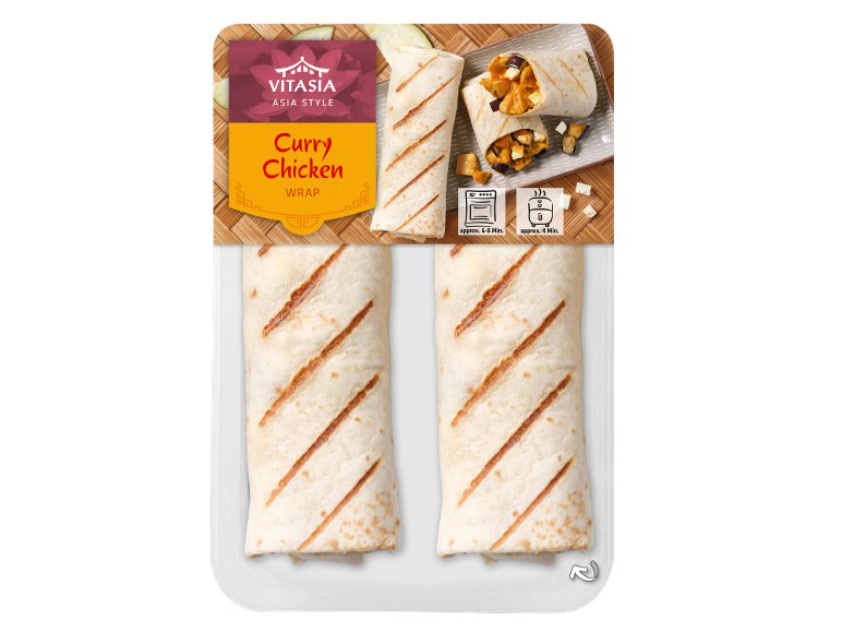Tortillas wrap con pollo al curry