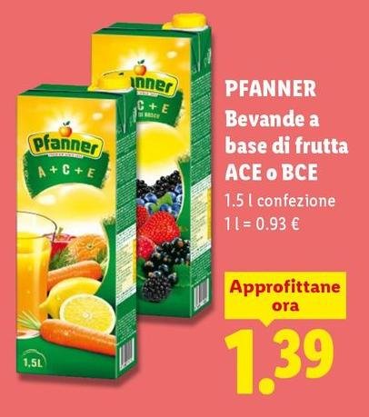 Pfanner - Bevande A Base Di Frutta ACE O BCE