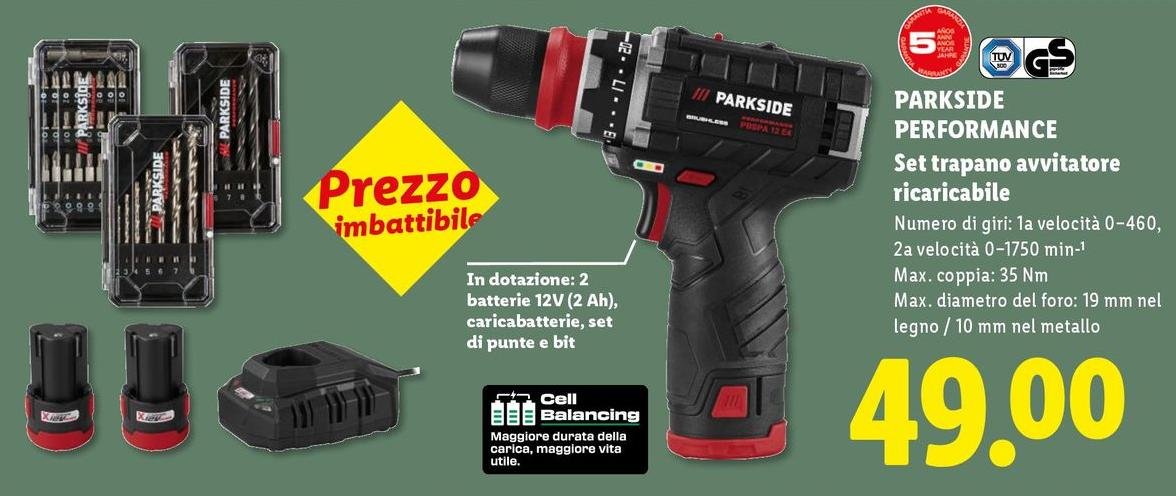 Parkside Performance - Set Trapano Avvitatore Ricaricabile