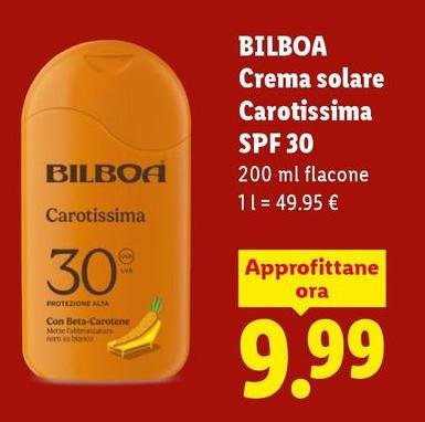 Bilboa - Crema Solare Carotissima Spf 30