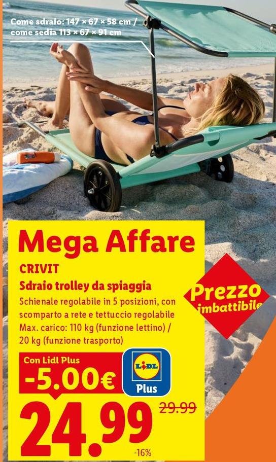 Crivit - Sdraio Trolley Da Spiaggia