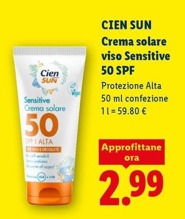 Cien Sun - Crema Solare Viso Sensitive 50 SPF