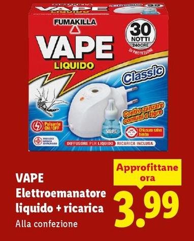 Vape - Elettroemanatore Liquido + Ricarica