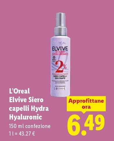 L'Oreal - Elvive Siero Capelli Hydra Hyaluronic