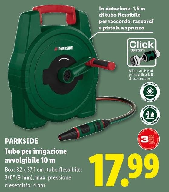 Parkside - Tubo Per Irrigazione Avvolgibile 10 M