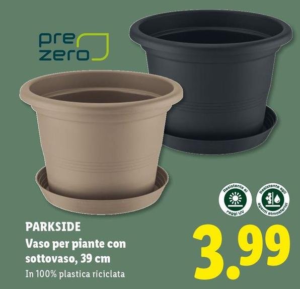 Parkside - Vaso Per Piante Con Sottovaso, 39 Cm