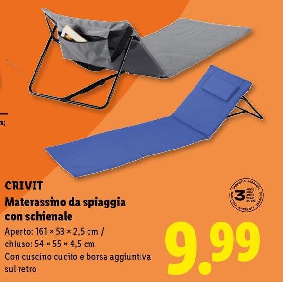 Crivit - Materassino Da Spiaggia Con Schienale
