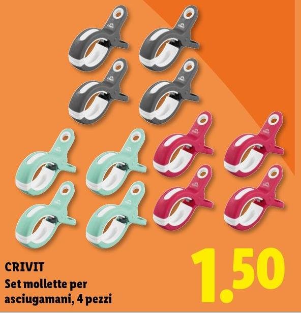 Crivit - Set Mollette Per Asciugamani, 4 Pezzi