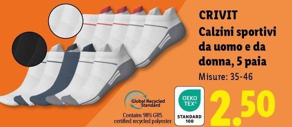 Crivit - Calzini Sportivi Da Uomo E Da Donna, 5 Paia