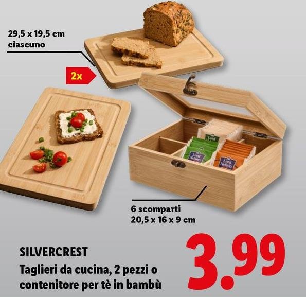 Silvercrest - Taglieri Da Cucina, 2 Pezzi O Contenitore Per Tè In Bambu