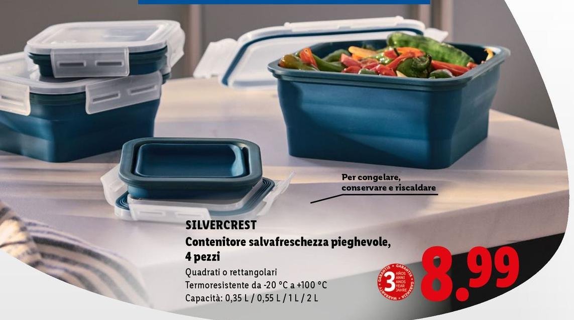 Silvercrest - Contenitore Salvafrescheza Pieghevole, 4 Pezzi