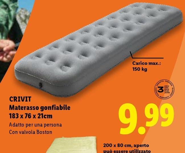 Crivit - Materasso Gonfiabile 183 X 76 X 21cm