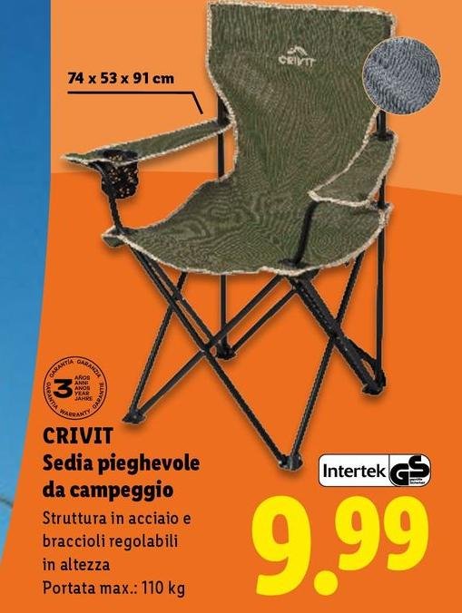 Crivit - Sedia Pieghevole Da Campaggio