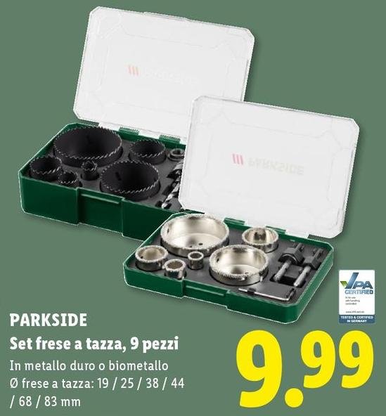 Parkside - Set Frese A Tazza, 9 Pezzi