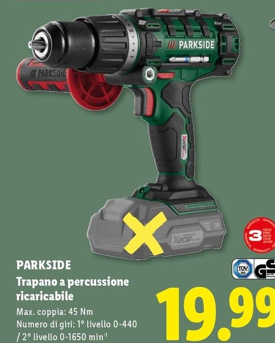 Parkside - Trapano A Percussione Ricaricabile