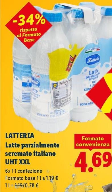 Latteria - Latte Parzialmente Scremato Italiano UHT Xxl