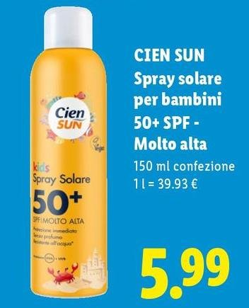 Cien - Sun Spray Solare Per Bambini 50+ Spf/Molto Alta