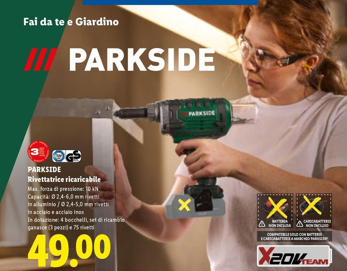 Parkside - Rivettatrice Ricaricabile